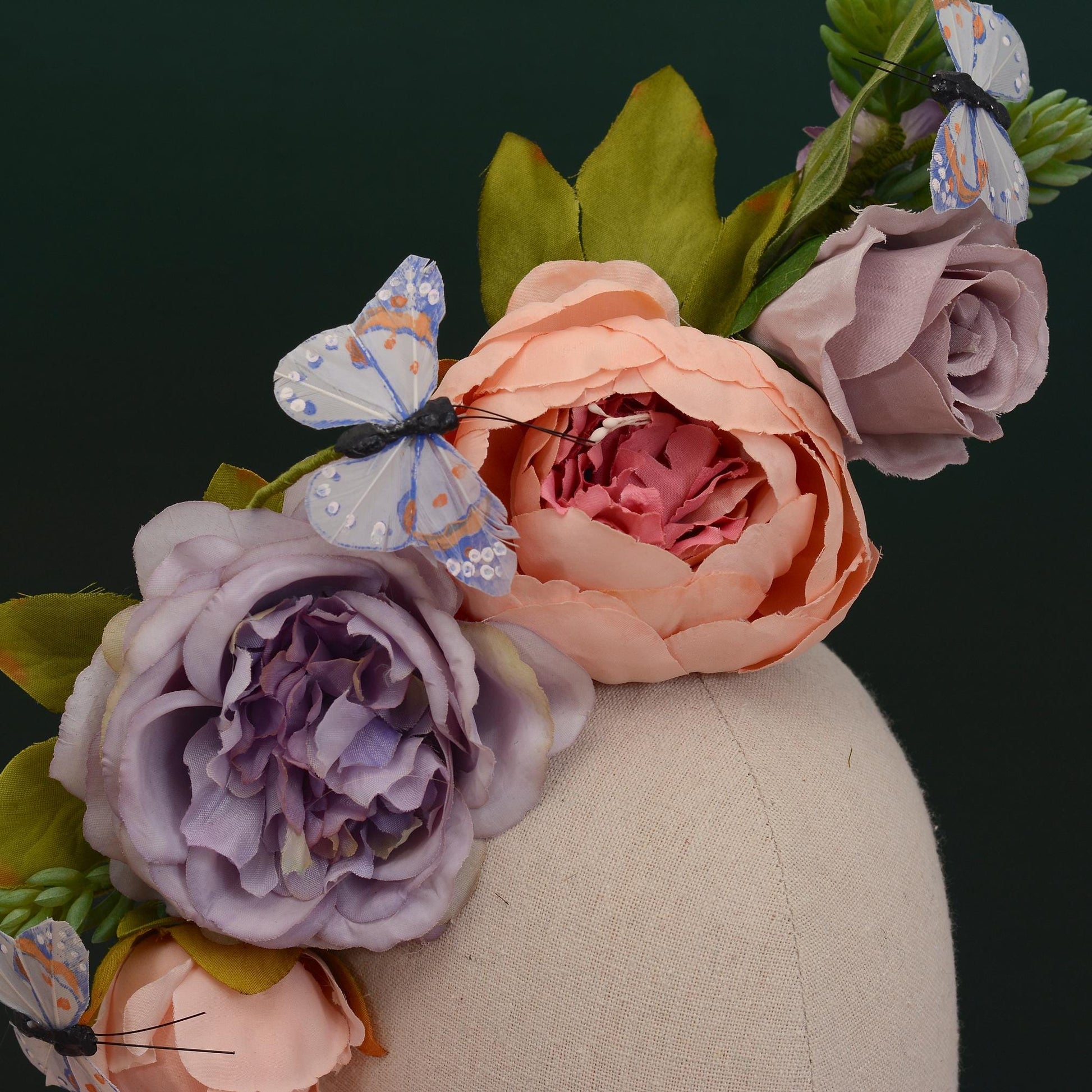 Sculptural Flower Headpiece in Blush Pink and Lilac | Flower Crown | Flower Headband | Wedding Headpiece | Races Headpiece