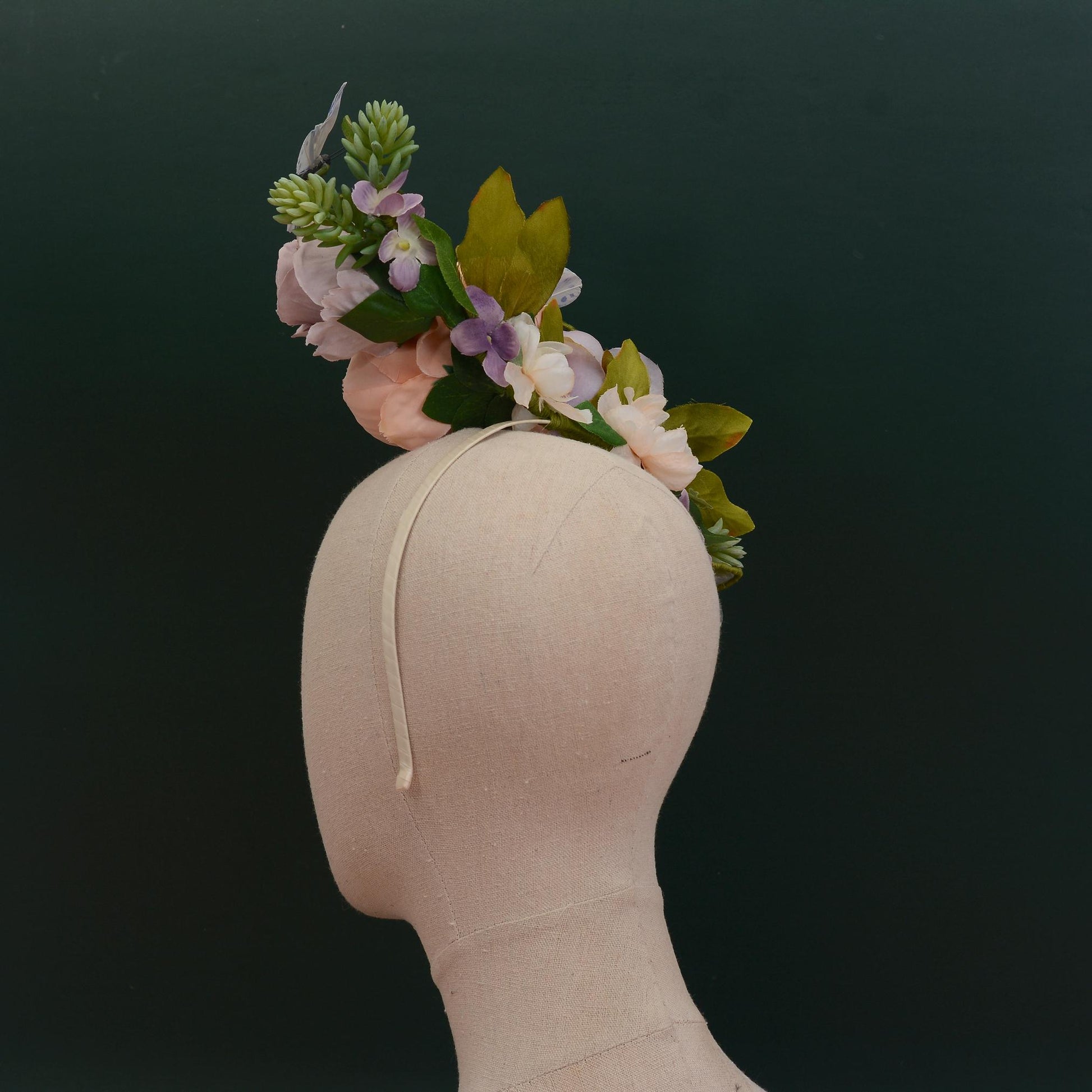 Sculptural Flower Headpiece in Blush Pink and Lilac | Flower Crown | Flower Headband | Wedding Headpiece | Races Headpiece