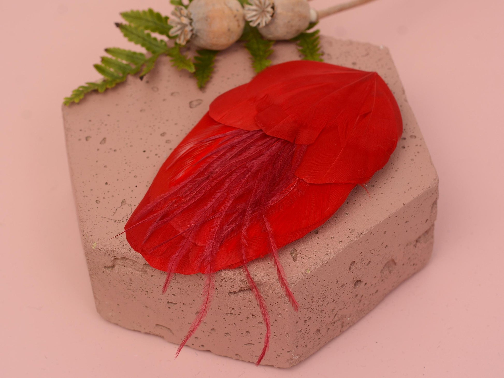 Red Feather Hair Clip | Red Feather Fascinator | Red Feather Headpiece | Red Fascinator | Wedding Fascinator | Bridal Headpiece