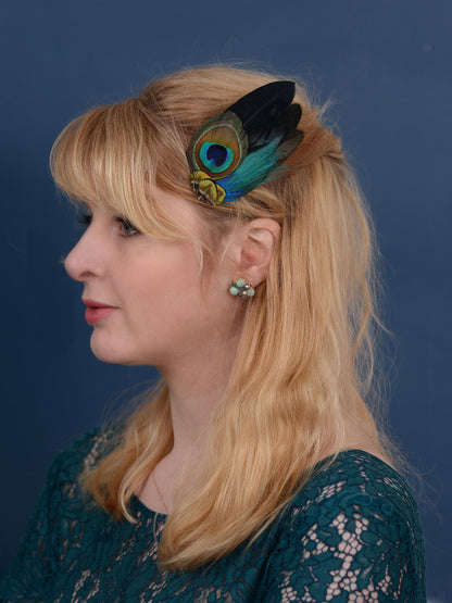 Peacock Feather Hair Clip | Peacock Feather Fascinator | Peacock Feather Headpiece | Bridal Hair Clip | Bridesmaid Hair Clip | Wedding