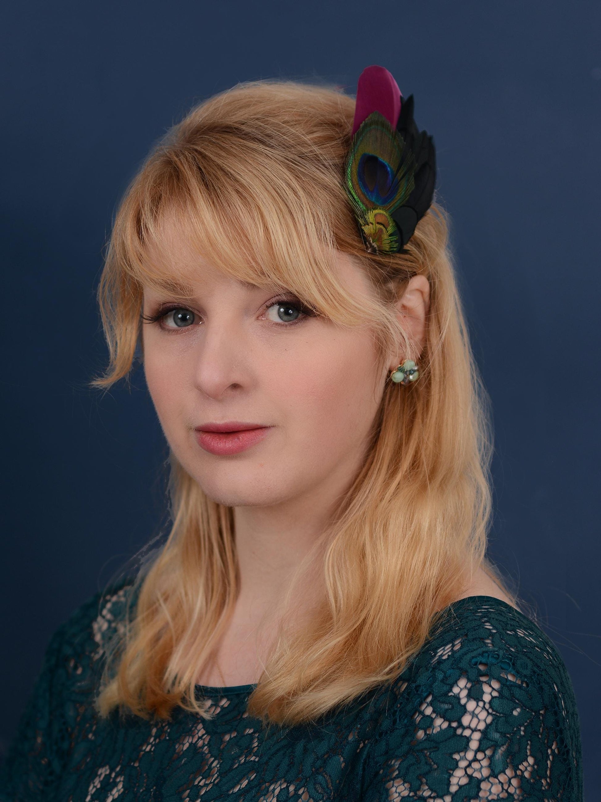 Plum and Peacock Feather Hair Clip | Peacock Feather Fascinator | Wedding Fascinator | Bridal Hair Clip | Bridesmaid Hair Clip