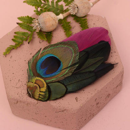 Plum and Peacock Feather Hair Clip | Peacock Feather Fascinator | Wedding Fascinator | Bridal Hair Clip | Bridesmaid Hair Clip