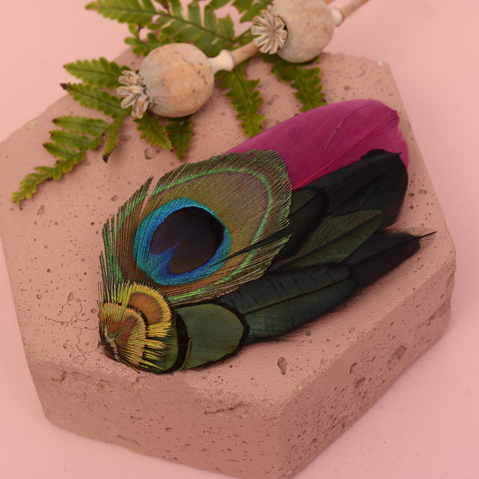Plum and Peacock Feather Hair Clip | Peacock Feather Fascinator | Wedding Fascinator | Bridal Hair Clip | Bridesmaid Hair Clip