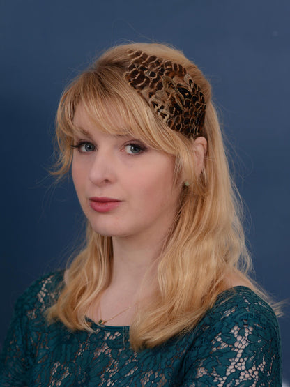 Feather Fascinator in Natural Hen Pheasant, Feather Hair Clip, Wedding Hair Clip