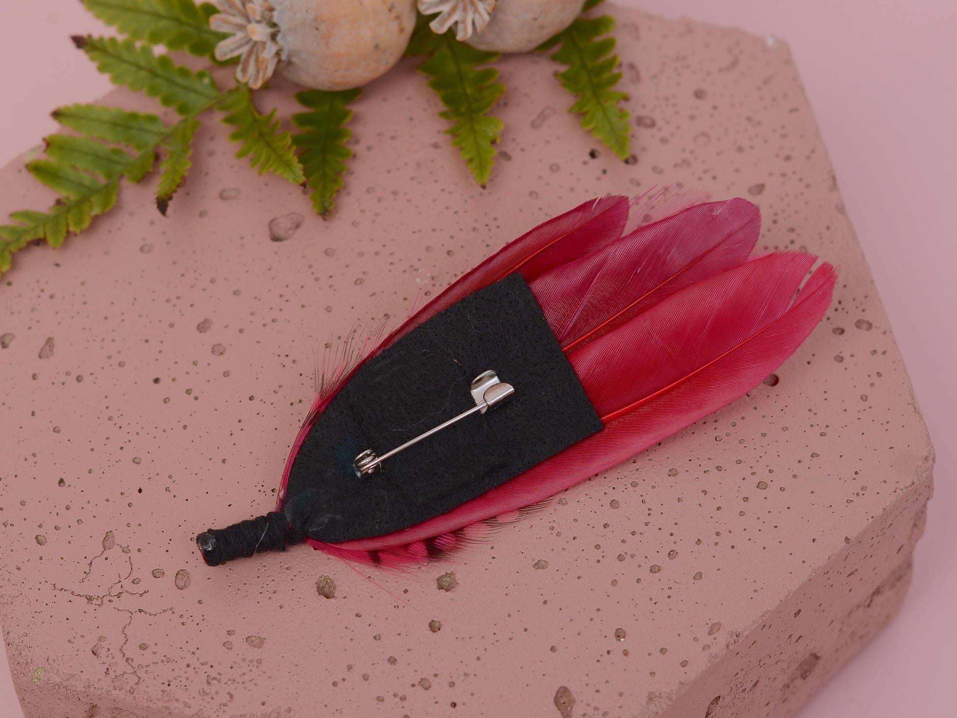 Raspberry Pink Feather Pin Small no.122 | Duck Feather Boutonniere | Feather Brooch | Feather Hat Pin