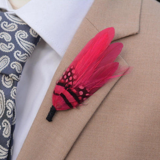 Raspberry Pink Feather Pin Small no.122 | Duck Feather Boutonniere | Feather Brooch | Feather Hat Pin