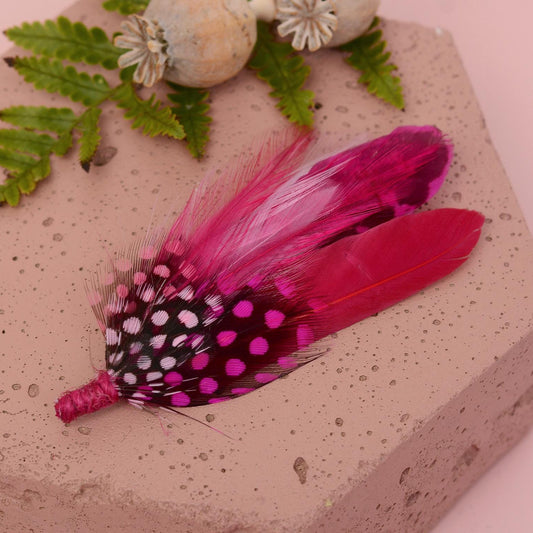 Bright Pink Feather Brooch No.121 | Feather Boutonniere | Feather Hat Pin Feather Lapel Pin