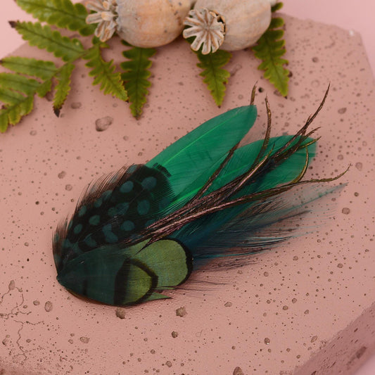Small Green Feather Hair Clip | Pheasant Feather Hair Clip | Feather Fascinator | Bridal | Bridesmaid Hair Clip | Wedding Fascinator