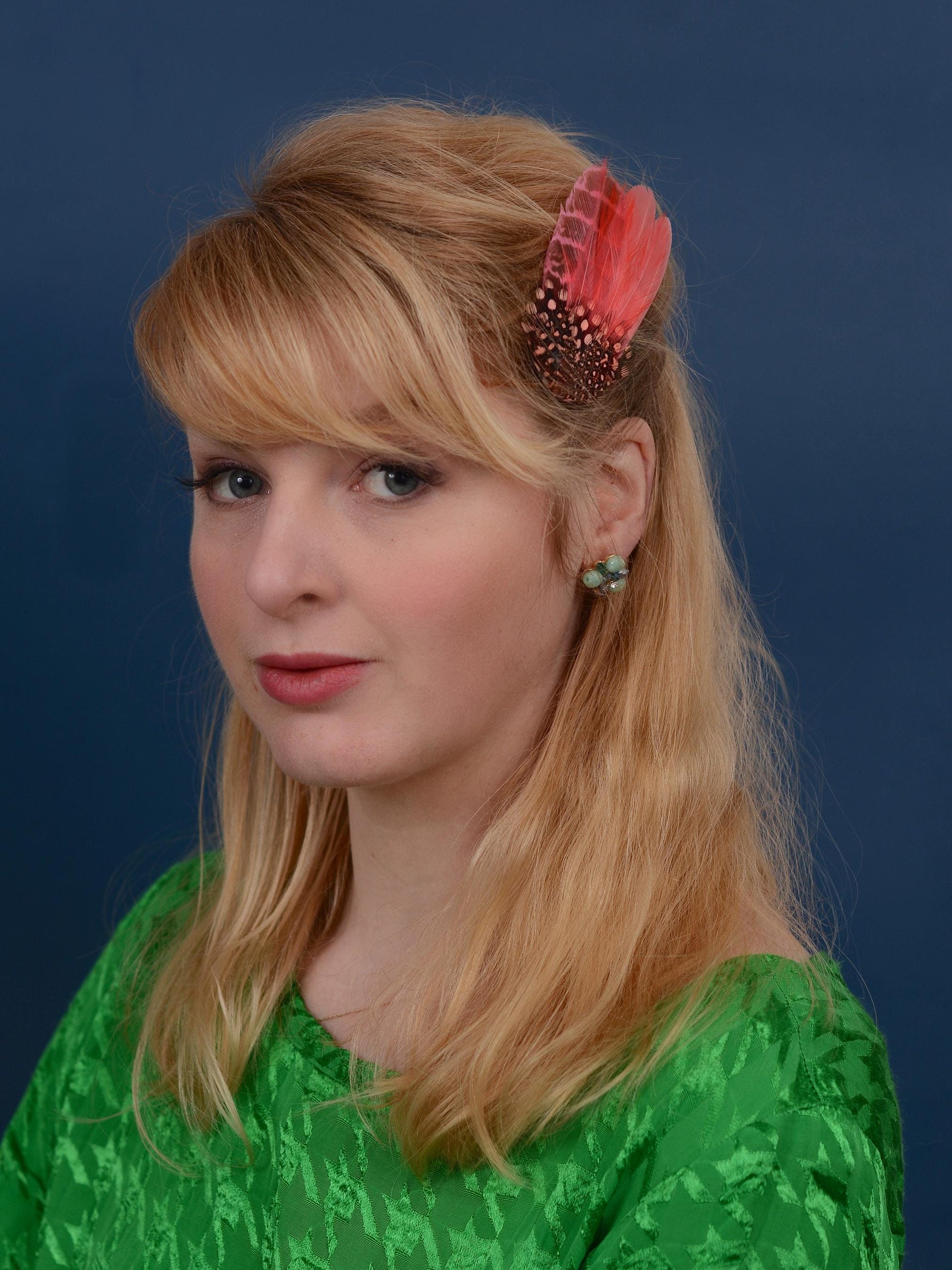 Coral and Blush Pink Feather Hair Clip | Pink Feather Fascinator | Pink Feather Headpiece