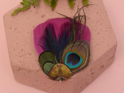 Purple, Navy Blue and Peacock Feather Hair Clip | Peacock Feather Fascinator | Peacock Feather Headpiece | Bridesmaid Hair Clip | Wedding