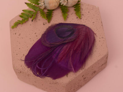 Purple Peacock Feather Hair Clip | Peacock Feather Fascinator | Wedding Fascinator | Bridal Hair Clip | Bridesmaid Hair Clip