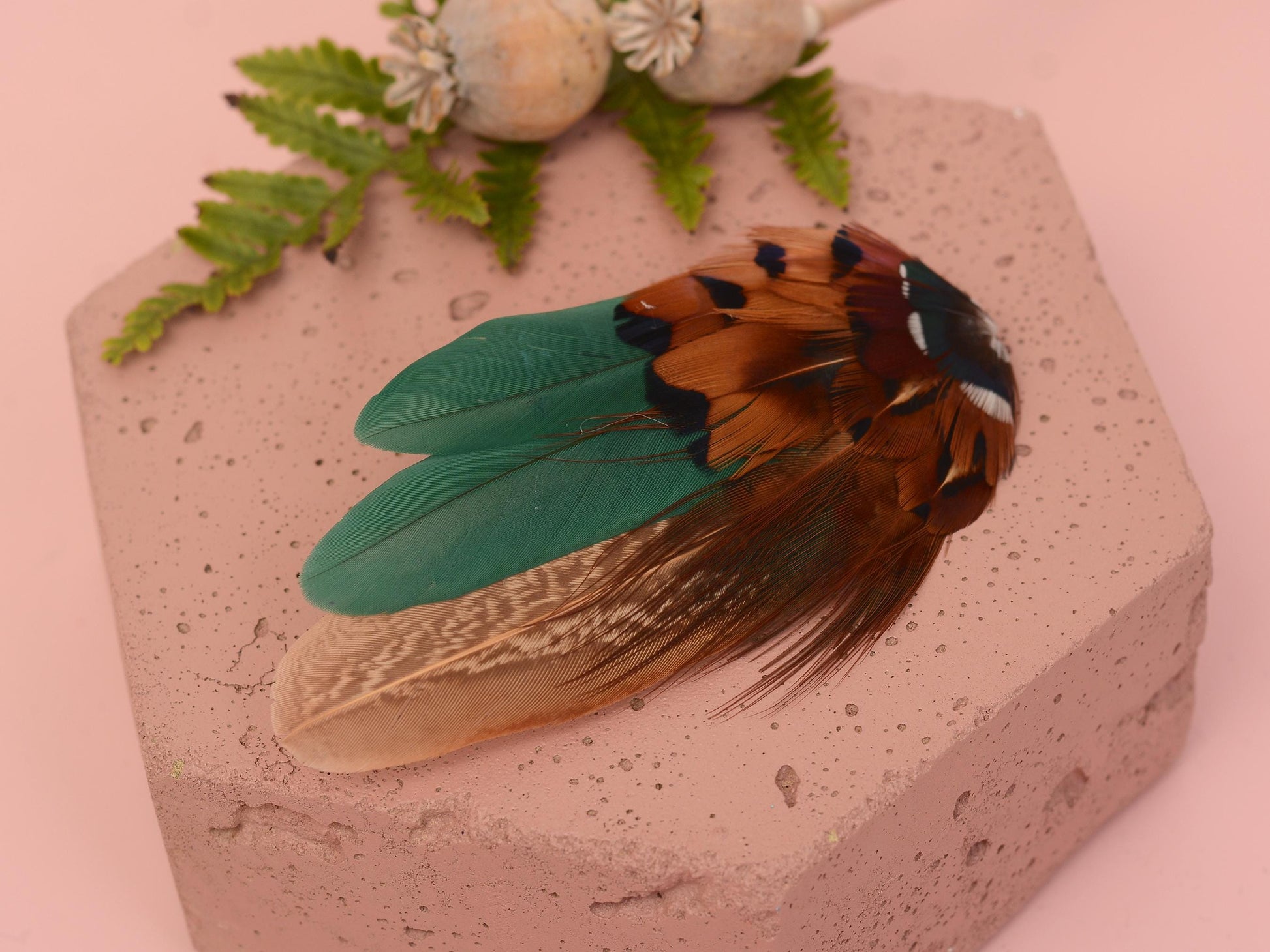 Bottle Green and Copper Pheasant Feather Hair Clip | Feather Fascinator | Bridal | Bridesmaid Hair Clip | Wedding Fascinator