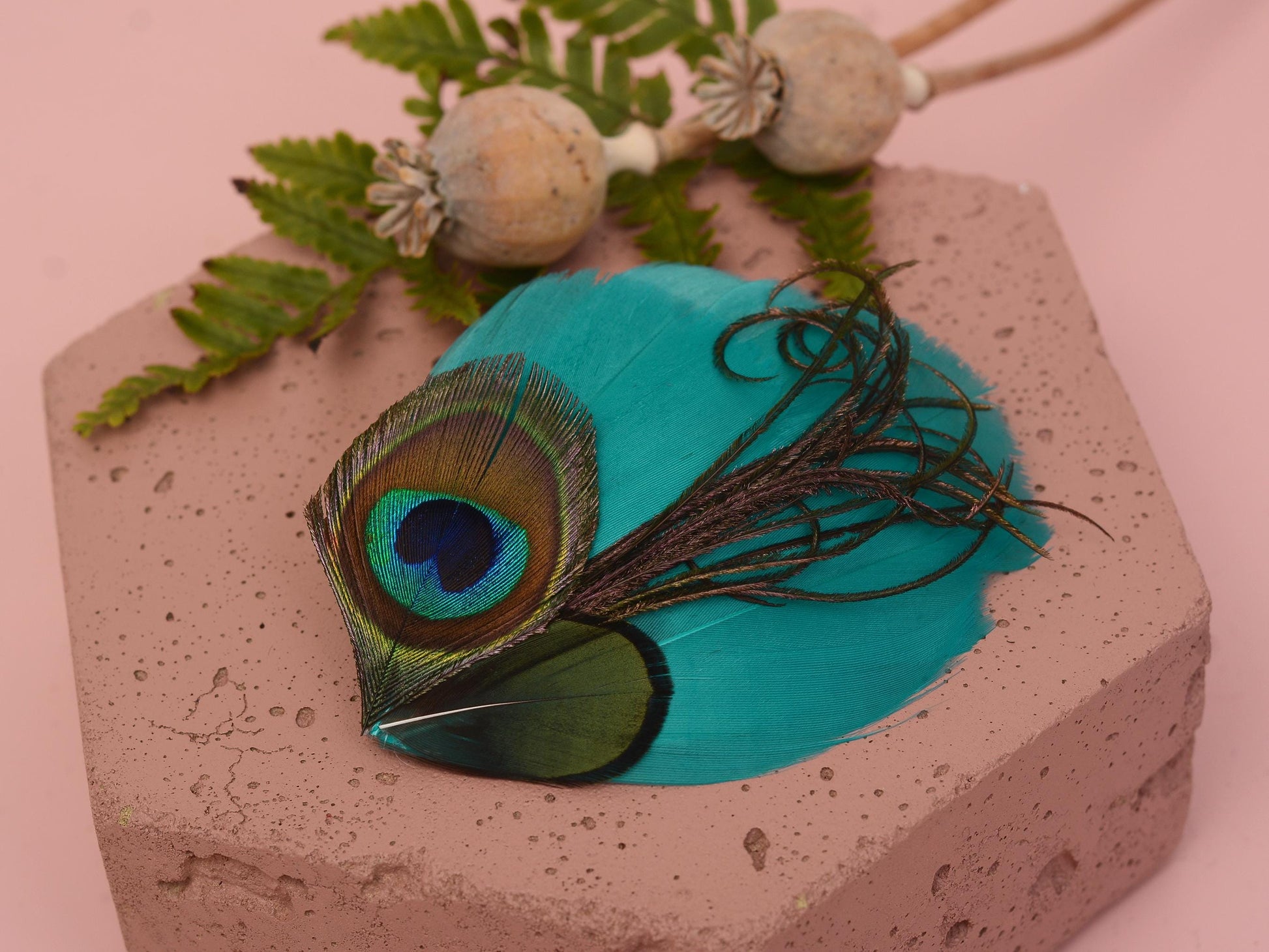 Peacock and Teal Feather Hair Clip | Peacock Feather Fascinator | Bridal Hair Clip | Bridesmaid Hair Clip | Wedding Fascinator