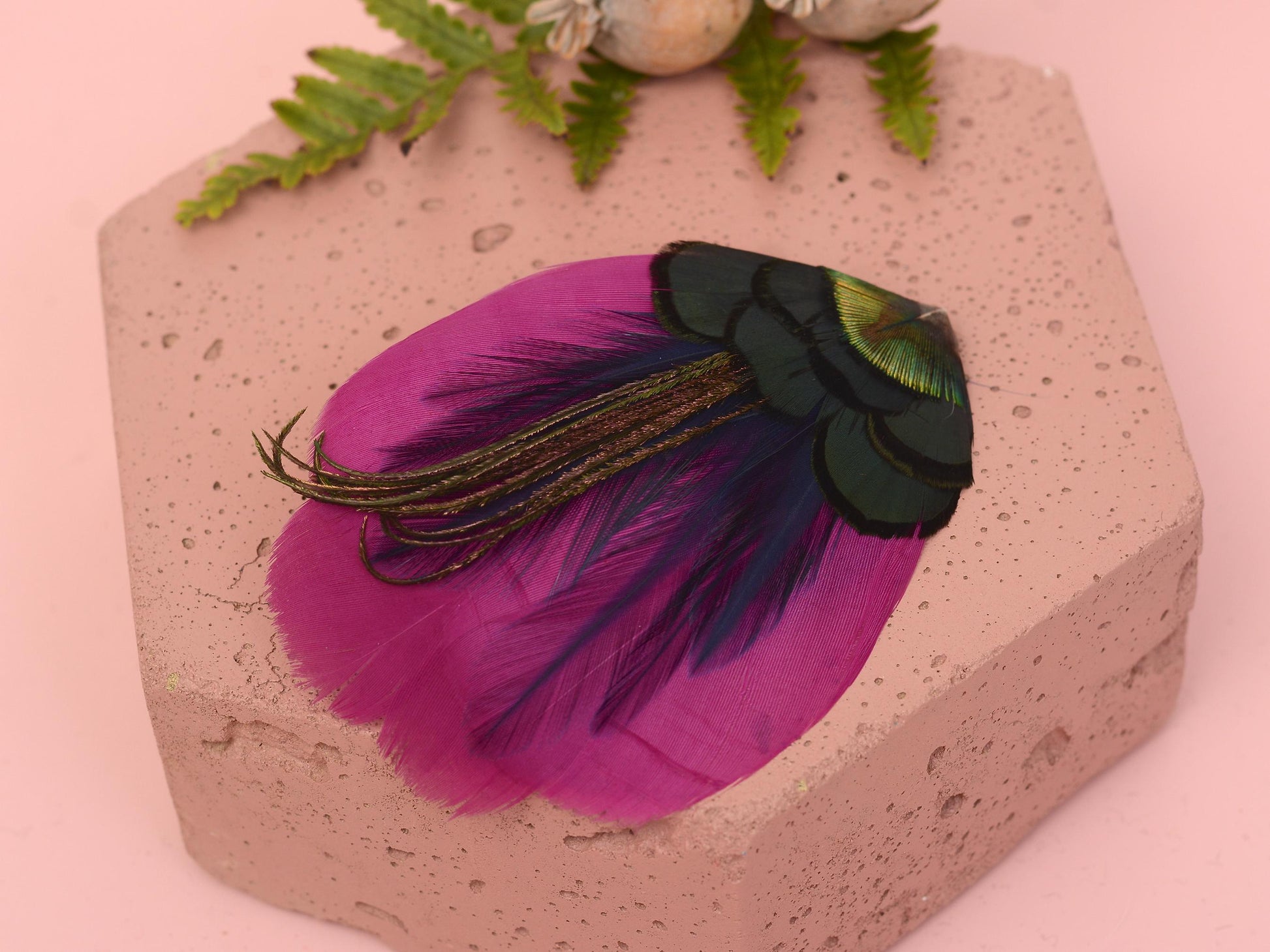 Plum Feather Hair Clip | Peacock Feather Fascinator | Wedding Fascinator | Bridal Hair Clip | Bridesmaid Hair Clip | Purple Hair Clip
