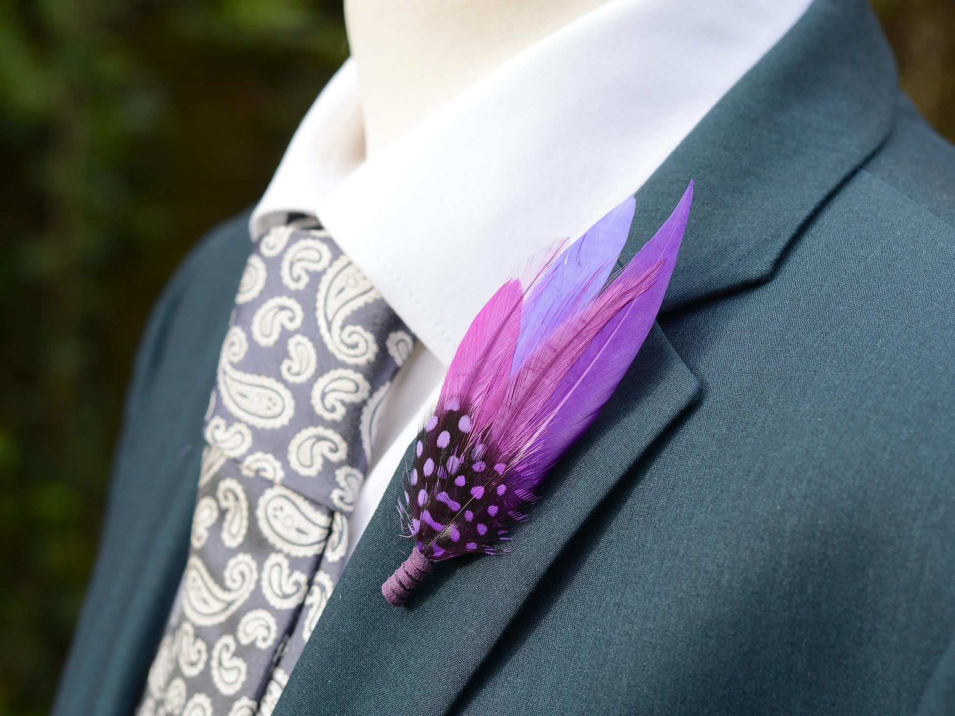 Shades of Purple Feather Lapel Pin Small no.189 | Pheasant Feather Boutonniere | Feather Brooch | Feather Hat Pin