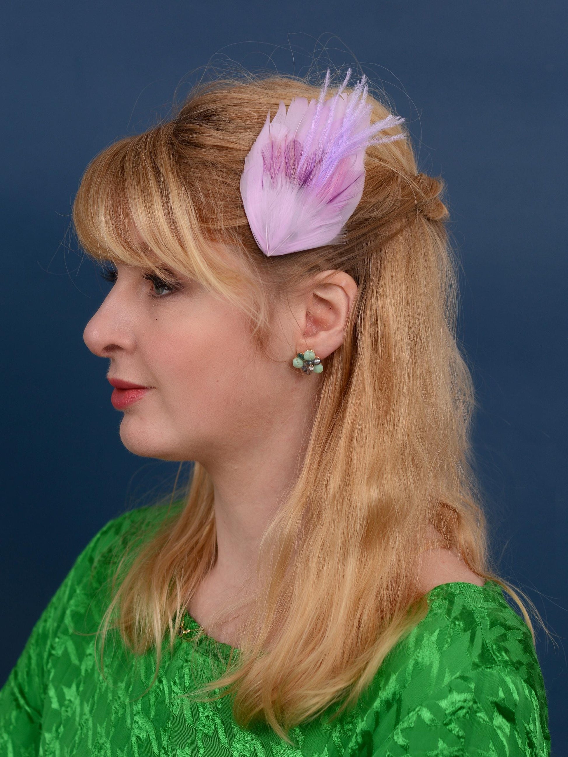 Feather Hair Clip in Pastel Lavender and Lilac | Feather Fascinator | Feather Headpiece | Bridal Hair Clip | Bridal Headpiece | Bridesmaids