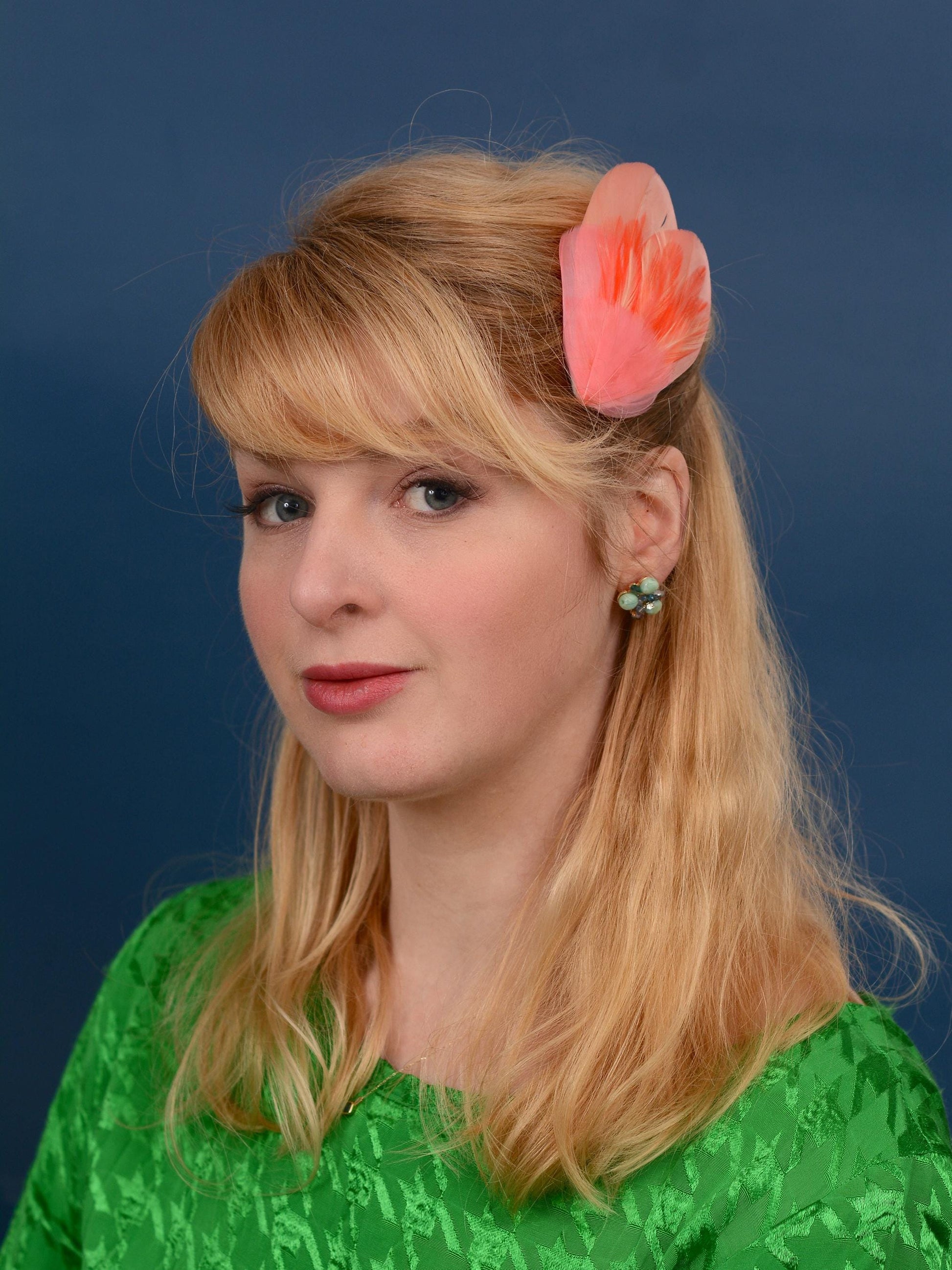 Feather Hair Clip in Coral and Flamingo Pink | Feather Fascinator | Feather Headpiece | Bridal Hair Clip | Bridesmaids Hair Clip