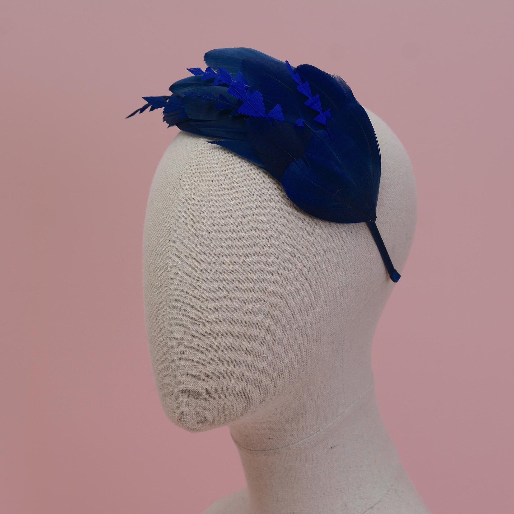 Navy Blue Feather Fascinator Headband No.002 | Blue Feather Headband | Blue Feather Headpiece