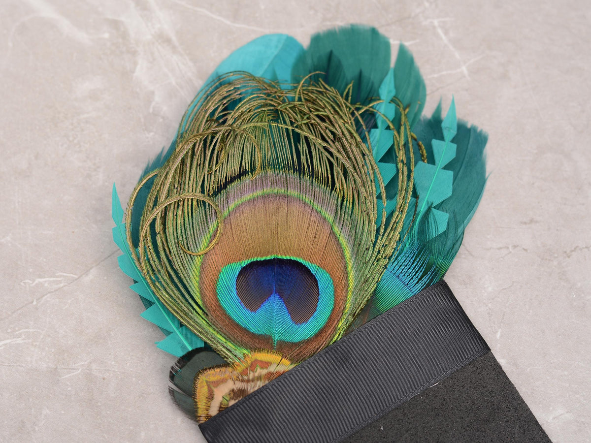 Teal and Turquoise Green Peacock Feather Pocket Square No.234| Suit Accessory | Feather Neck Tie | Grooms Outfit | Groomsmen Gift