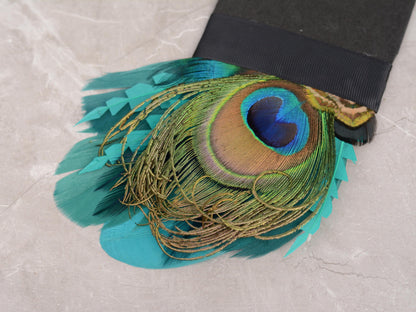 Teal and Turquoise Green Peacock Feather Pocket Square No.234| Suit Accessory | Feather Neck Tie | Grooms Outfit | Groomsmen Gift