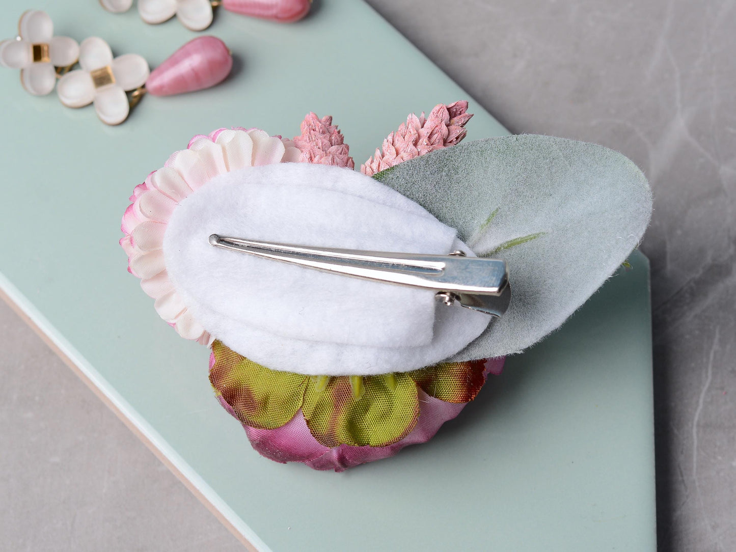 Ranuculus Hair Clip in Pink and White | Silk Flower Hair Clip | Bridal Hair Clip | Bridesmaids Hair Clip | Floral Headpiece