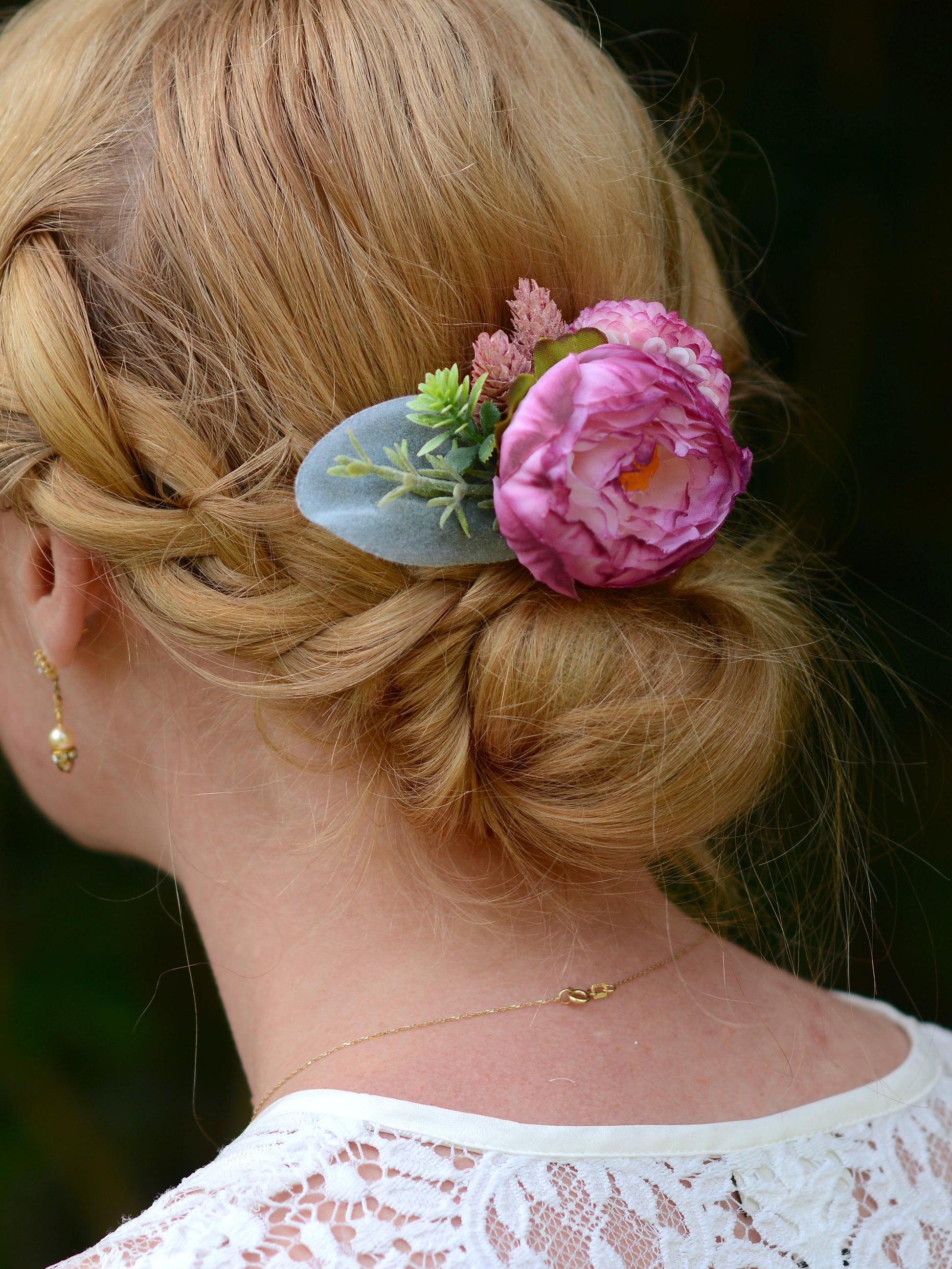 Ranuculus Hair Clip in Pink and White | Silk Flower Hair Clip | Bridal Hair Clip | Bridesmaids Hair Clip | Floral Headpiece
