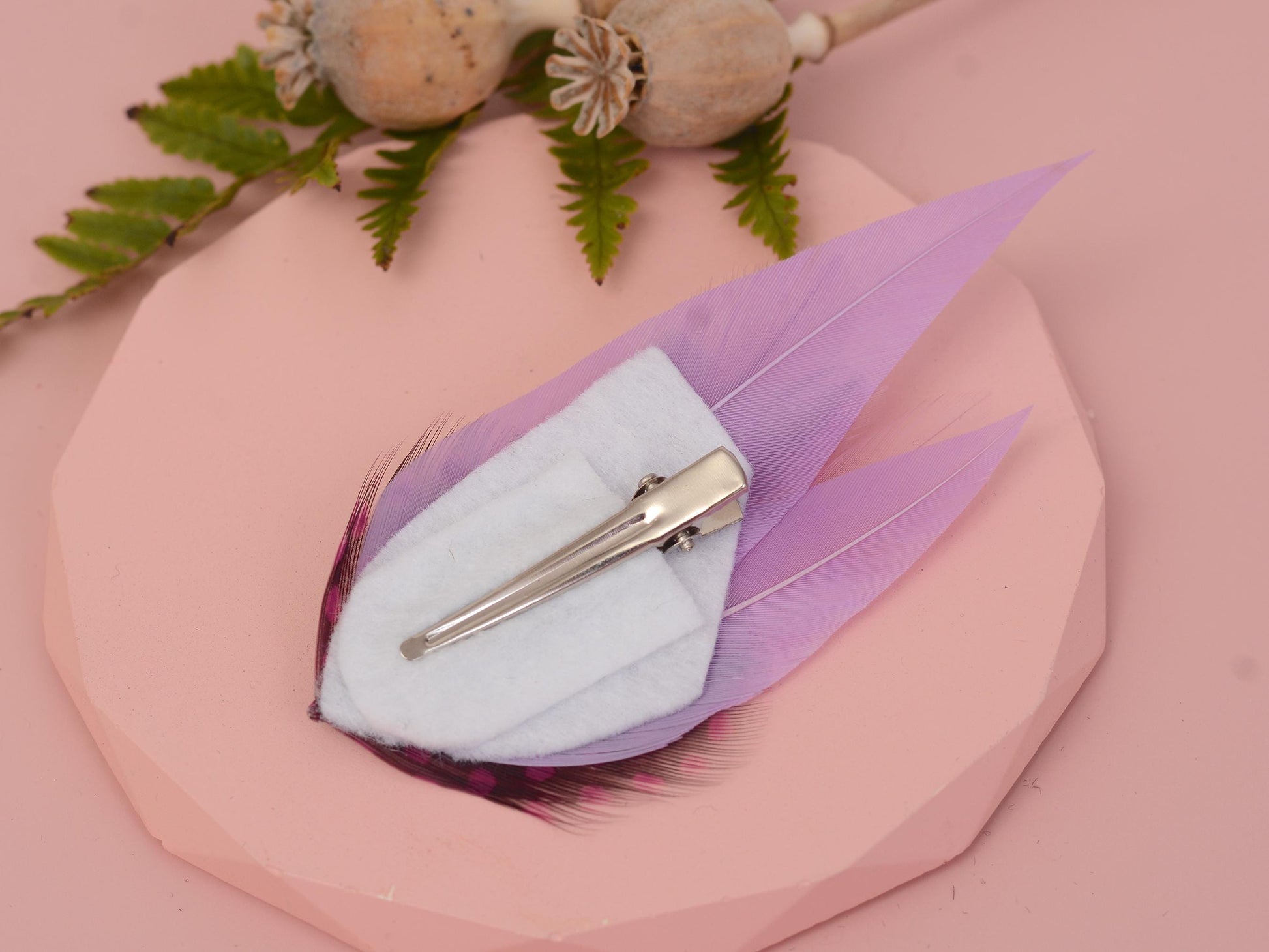 Small Feather Hair Clip in Pastel Lavender and Mauve | Feather Fascinator | Feather Headpiece | Bridal Hair Clip | Bridesmaids