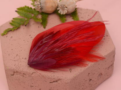 Red and Crimson Feather Hair Clip | Red Feather Fascinator | Red Feather Headpiece | Red Fascinator | Wedding Fascinator | Bridal Headpiece