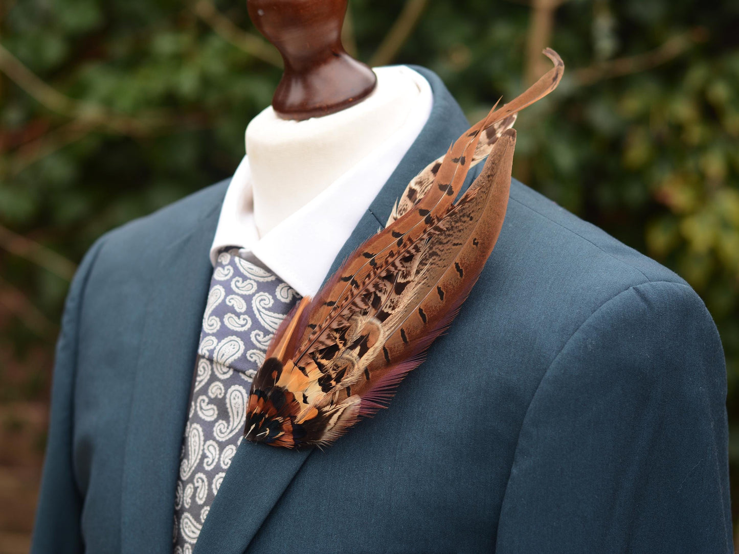 Luxury Pheasant Feather Hat Pin No.327 | Unique Pheasant Feather Boutonniere | Pheasant Feather Brooch