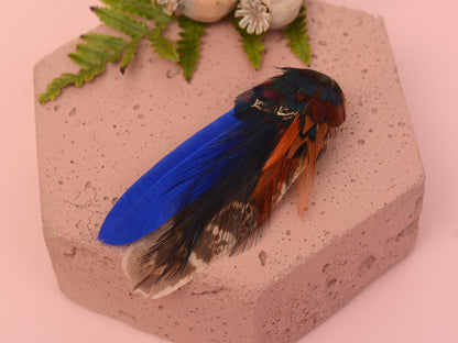 Blue and Copper Pheasant Feather Hair Clip | Feather Fascinator | Bridal | Bridesmaid Hair Clip | Wedding Fascinator