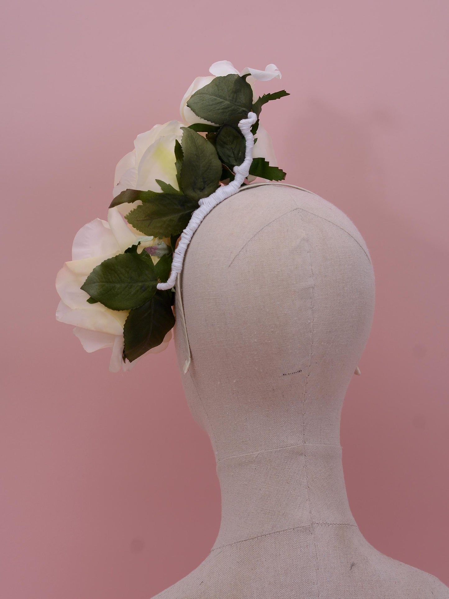 Sculptural Floating Ivory Roses Headpiece | Flower Crown | Flower Headband | Bridal Headpiece | Wedding Headpiece | Races Headpiece
