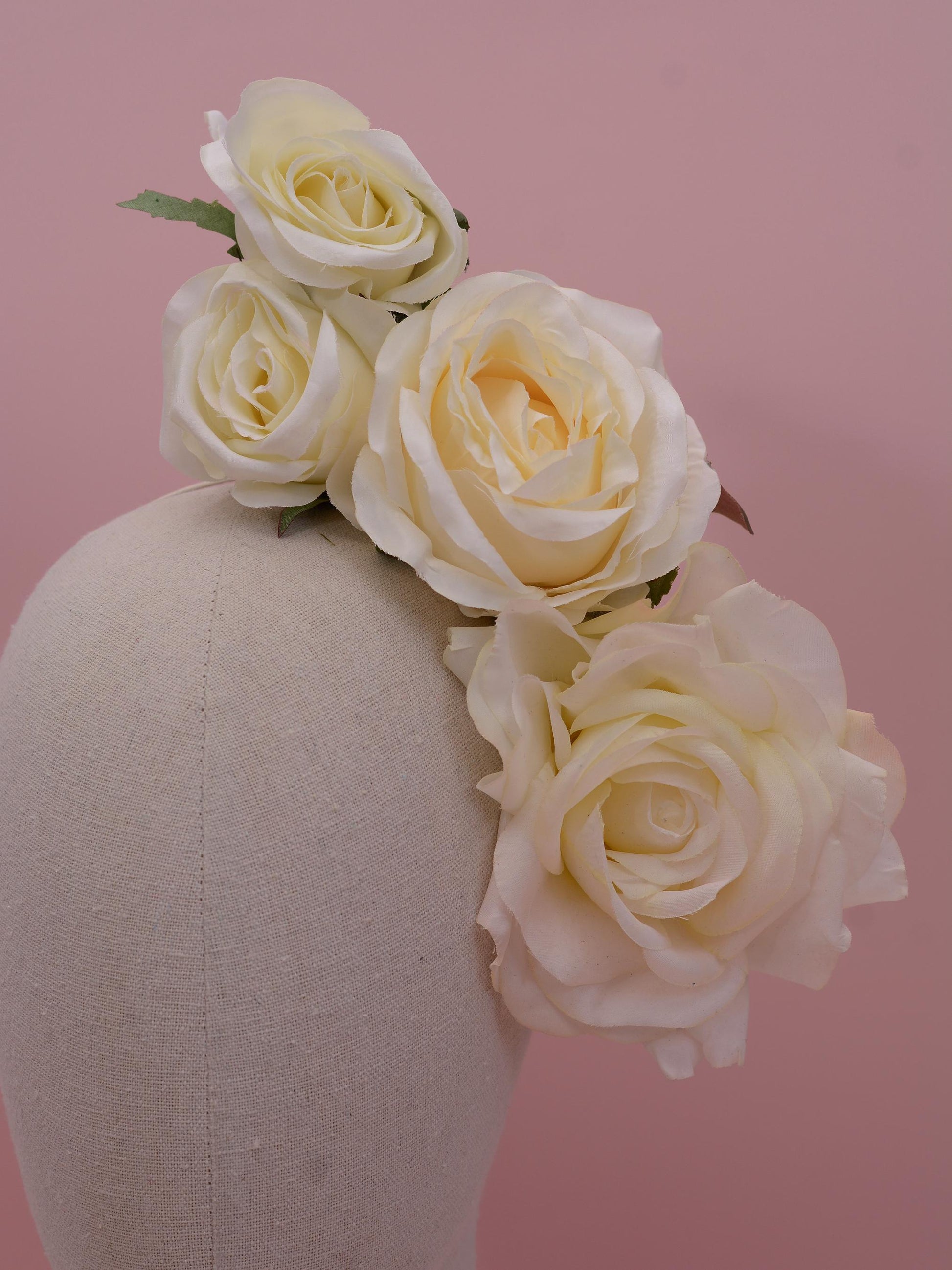 Sculptural Floating Ivory Roses Headpiece | Flower Crown | Flower Headband | Bridal Headpiece | Wedding Headpiece | Races Headpiece