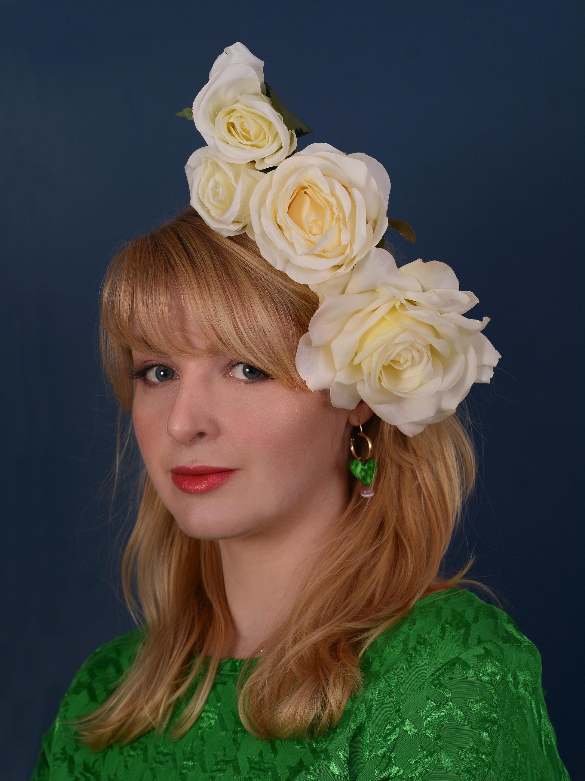 Sculptural Floating Ivory Roses Headpiece | Flower Crown | Flower Headband | Bridal Headpiece | Wedding Headpiece | Races Headpiece