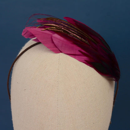 Plum Purple Feather Headband No.001 | Purple Feather Fascinator | Feather Headpiece