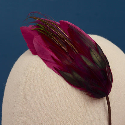 Plum Purple Feather Headband No.001 | Purple Feather Fascinator | Feather Headpiece