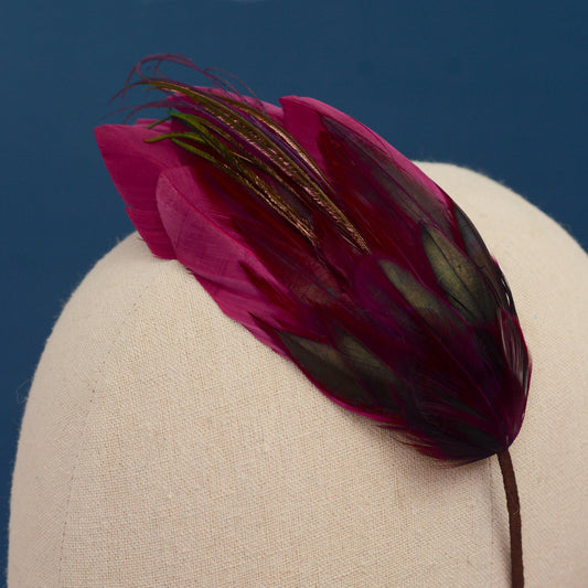Plum Purple Feather Headband No.001 | Purple Feather Fascinator | Feather Headpiece