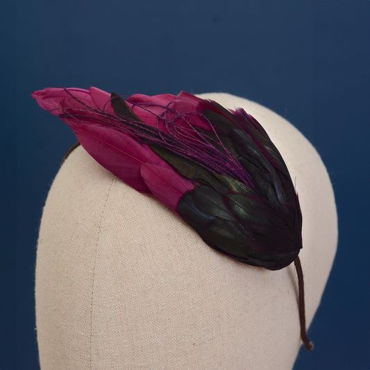 Plum Purple Feather Headband No.007 | Purple Feather Fascinator | Feather Headpiece