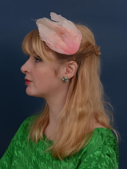 Ombre Blush Pink Feather Fascinator Headband No.008 | Pink Feather Headband | Pink Feather Headpiece