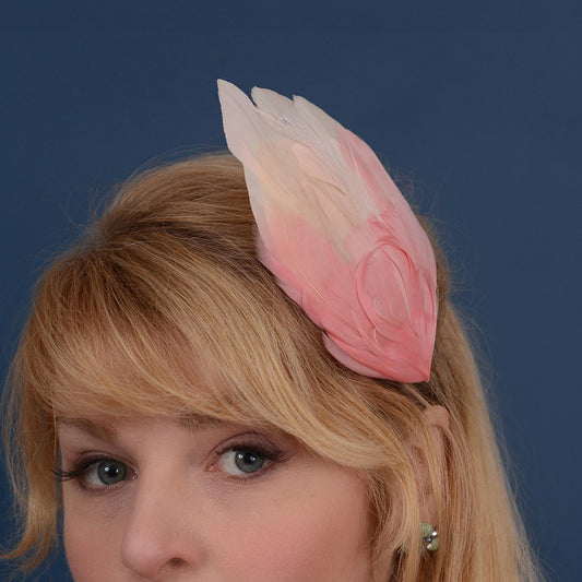 Large Feather Hair Clip in Ombre Blush Pink No.30 | Feather Fascinator | Feather Headpiece | Wedding Fascinator | Bridal Headpiece