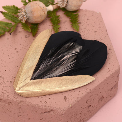 Feather Hair Clip in Black, Blush Pink and Gold | Feather Fascinator | Feather Headpiece | Bridal Hair Clip | Bridal Headpiece | Bridesmaids