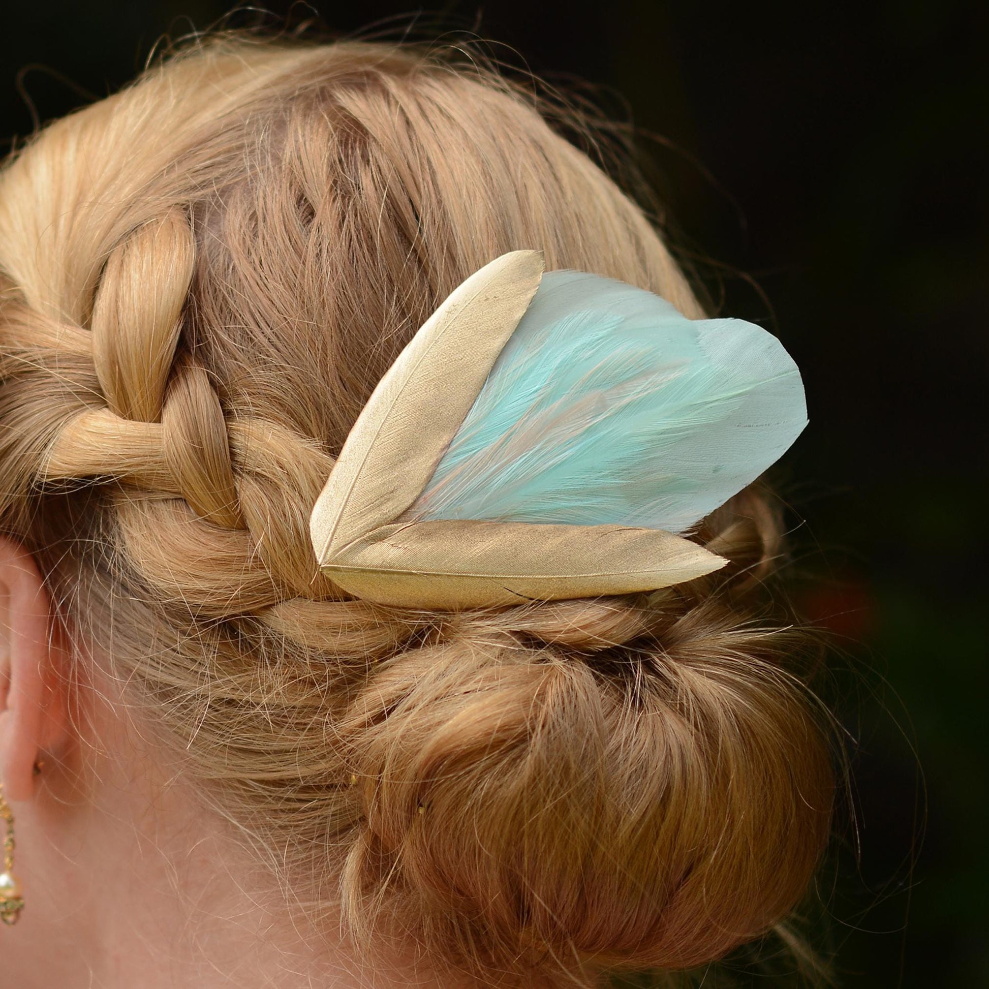 Feather Hair Clip in Mint Green, Pink and Gold | Feather Fascinator | Feather Headpiece | Bridal Hair Clip | Bridal Headpiece | Bridesmaids