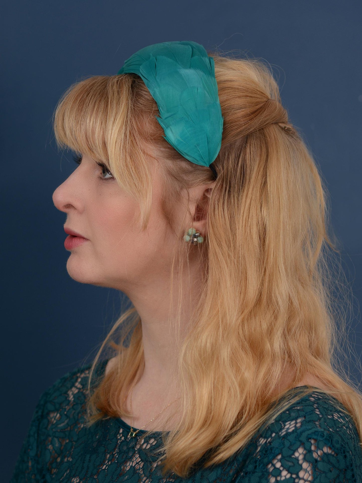 Luxury Teal Goose Feather Bandeau Headband Fascinator | Feather Hat | Wedding Fascinator