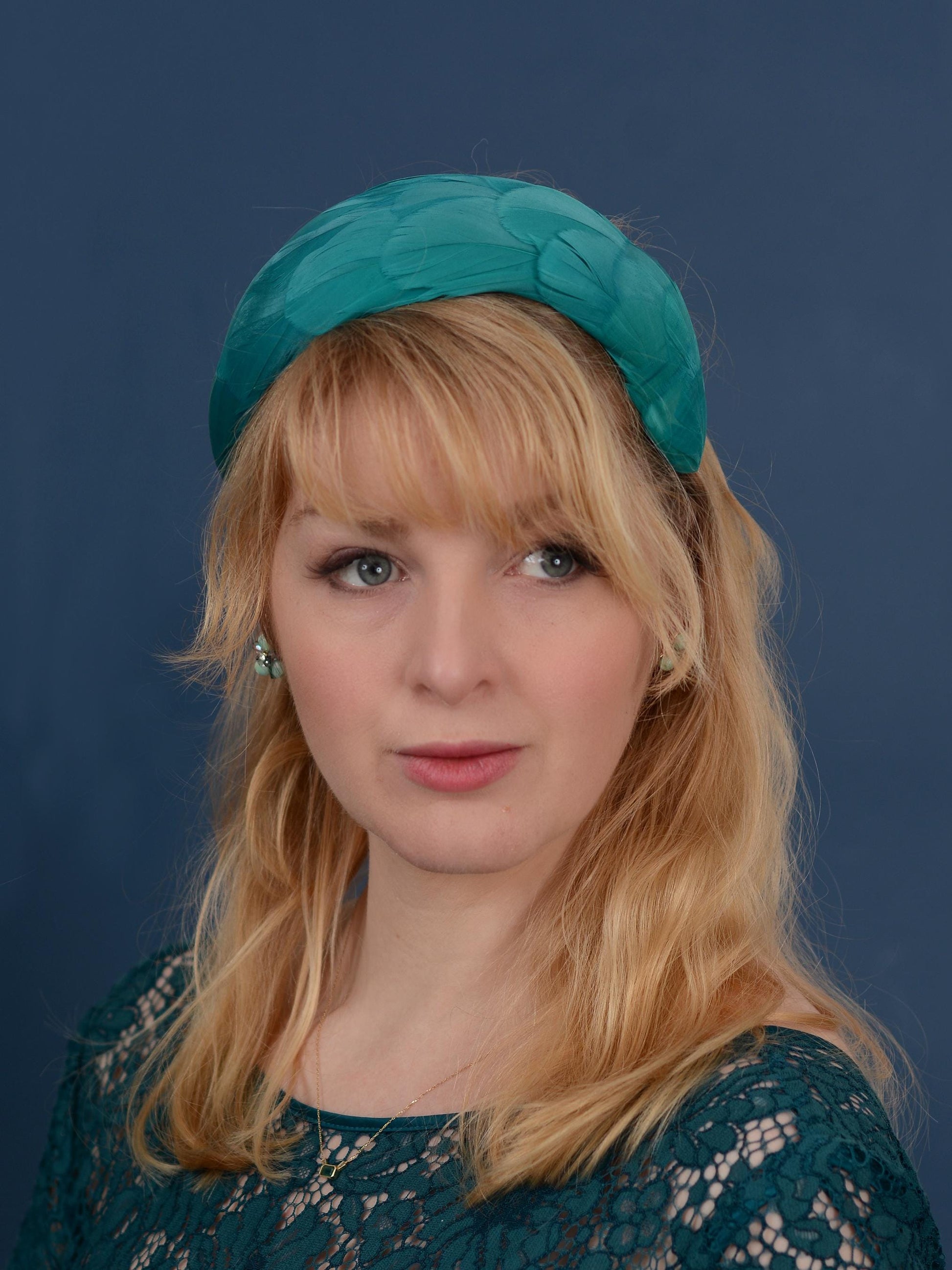 Luxury Teal Goose Feather Bandeau Headband Fascinator | Feather Hat | Wedding Fascinator
