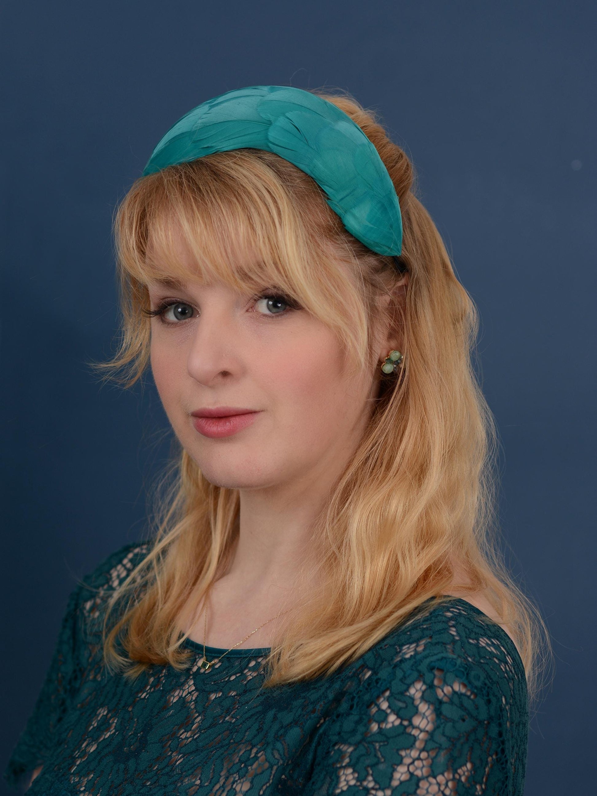 Luxury Teal Goose Feather Bandeau Headband Fascinator | Feather Hat | Wedding Fascinator