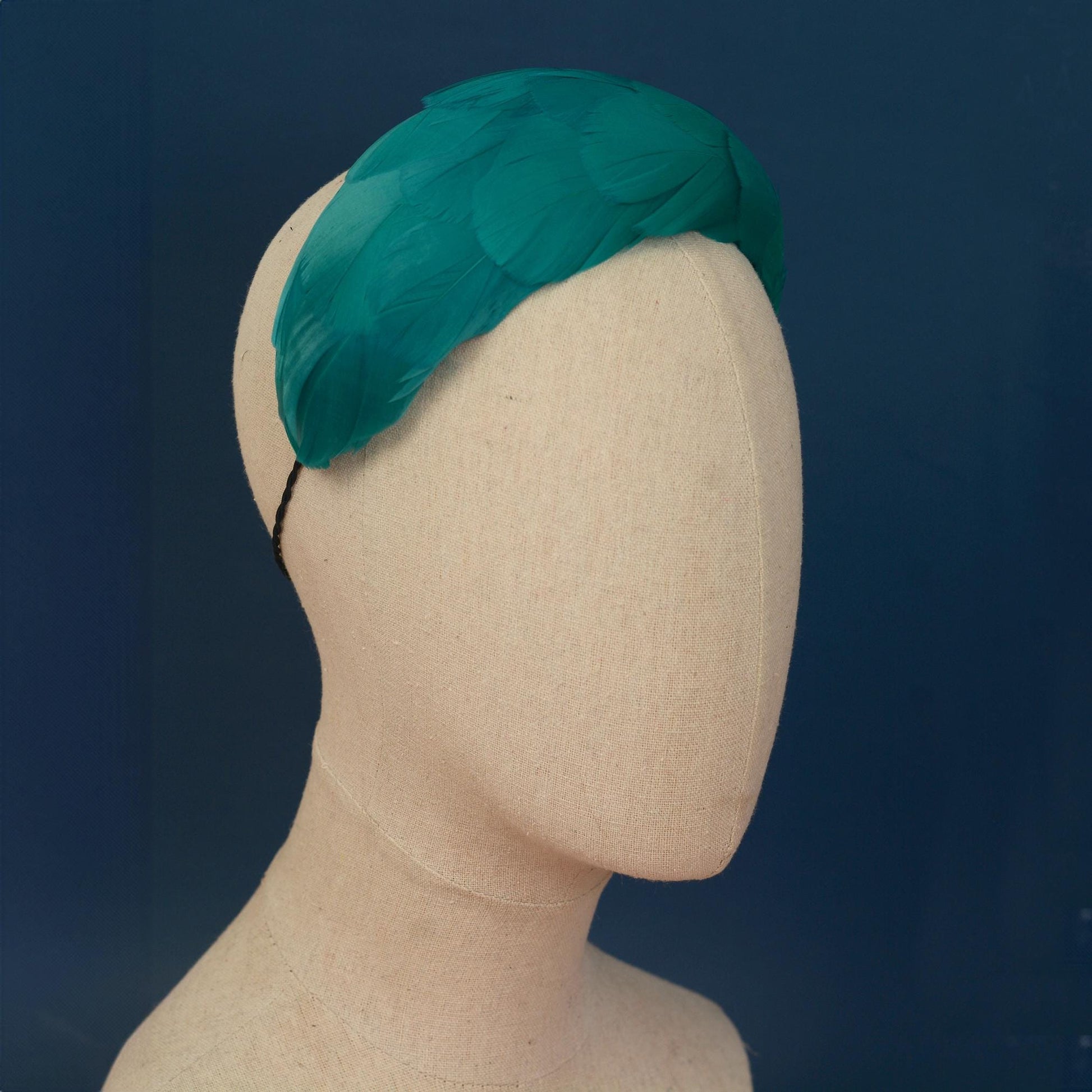 Luxury Teal Goose Feather Bandeau Headband Fascinator | Feather Hat | Wedding Fascinator