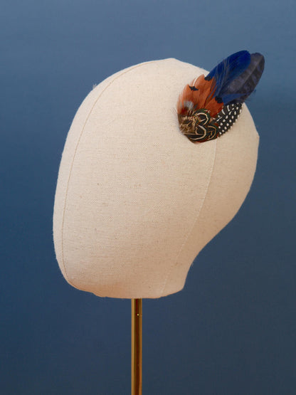 Navy Blue Feather Hair Clip, Feather Fascinator