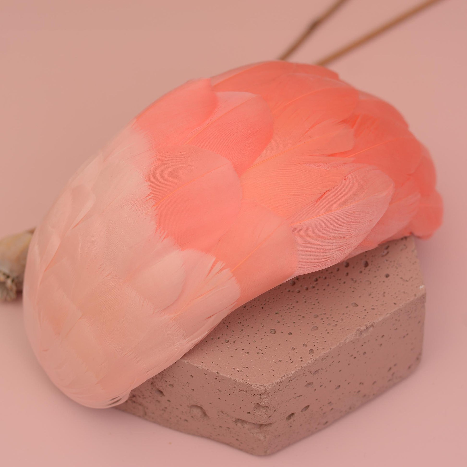 Luxury Flamingo Pink Goose Feather Bandeau Headband Fascinator | Feather Hat | Wedding Fascinator