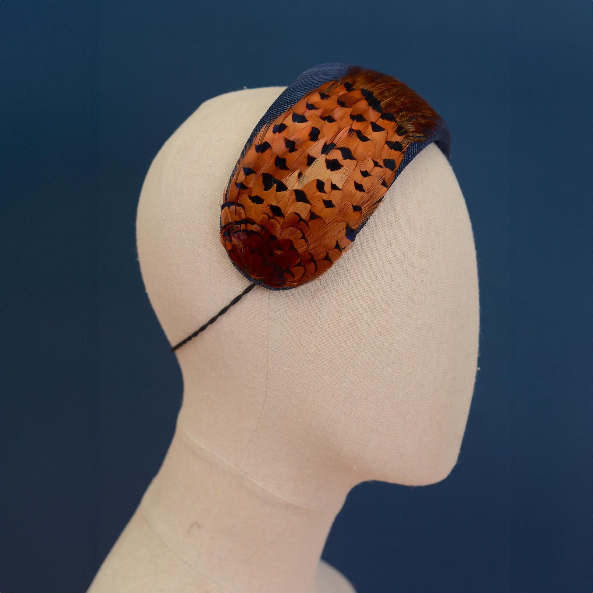 Navy Blue and Copper Pheasant Feather Bandeau Headband Fascinator | Pheasant Feather Hat | Wedding Fascinator