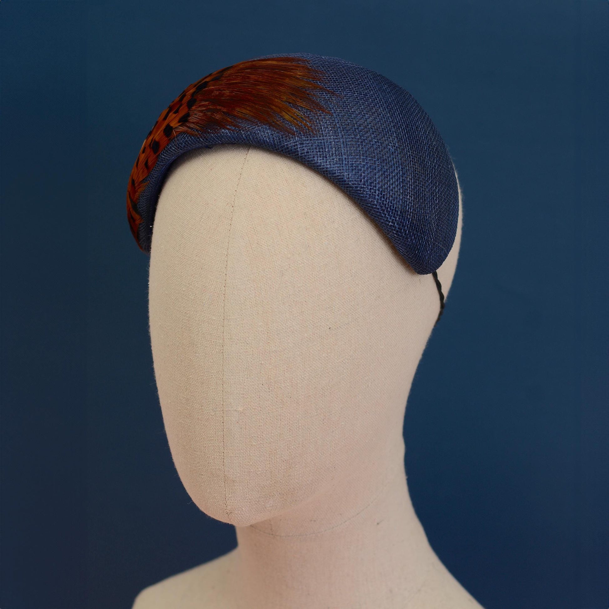 Navy Blue and Copper Pheasant Feather Bandeau Headband Fascinator | Pheasant Feather Hat | Wedding Fascinator