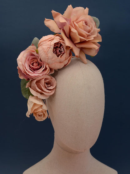 Floating Blush Pink Ombre Roses Headpiece | Flower Crown | Flower Headband | Wedding Headpiece | Races Headpiece